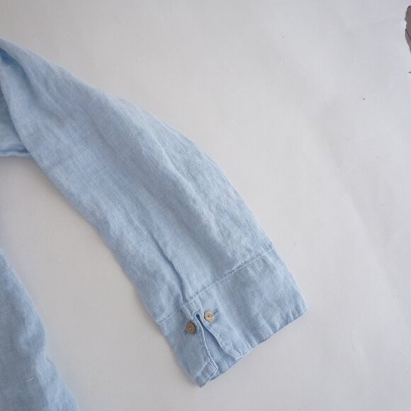 J.Jill Sky Blue 100% Linen Breathable Button Up Long Sleeve Shirt S - Picture 5 of 12